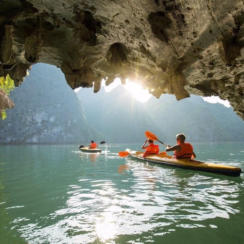 Kayaking through Dark and Bright Cave